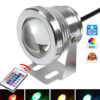 ไฟใต้น้ำ ไฟสระน้ำพุ พร้อมรีโมท LED RGB Underwater COB10W DC12V (โคมสีเงิน)